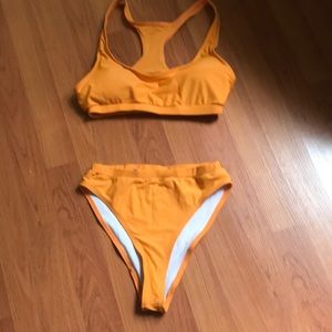 Orange two piece bathing suit